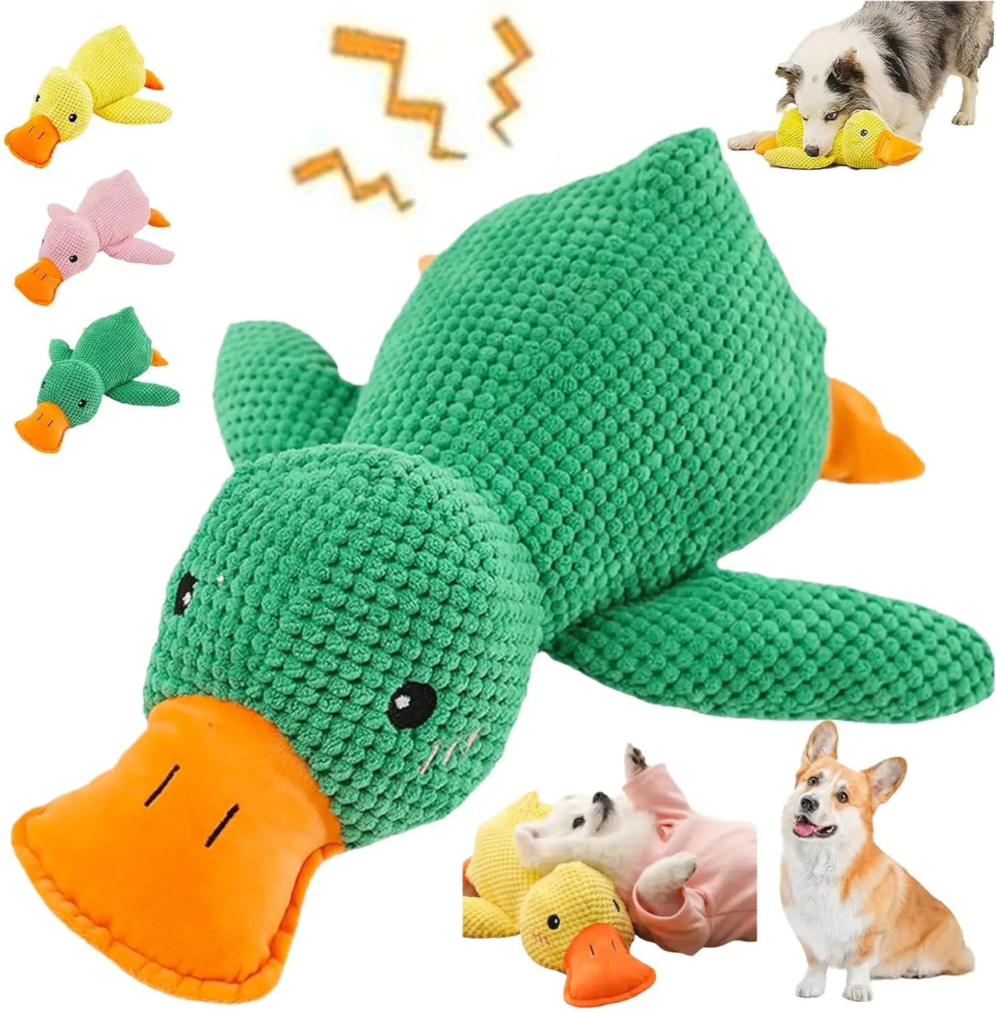 Calming Duck 2024 Dog Toy The Squeaky Dog Friends Calming Duck Toy Dogs Emotional Support Duck Duck Toy for Dogs Stuffed Duck Dog Toy Chew Proof Plush Dog Toy Calming Duck (Green)