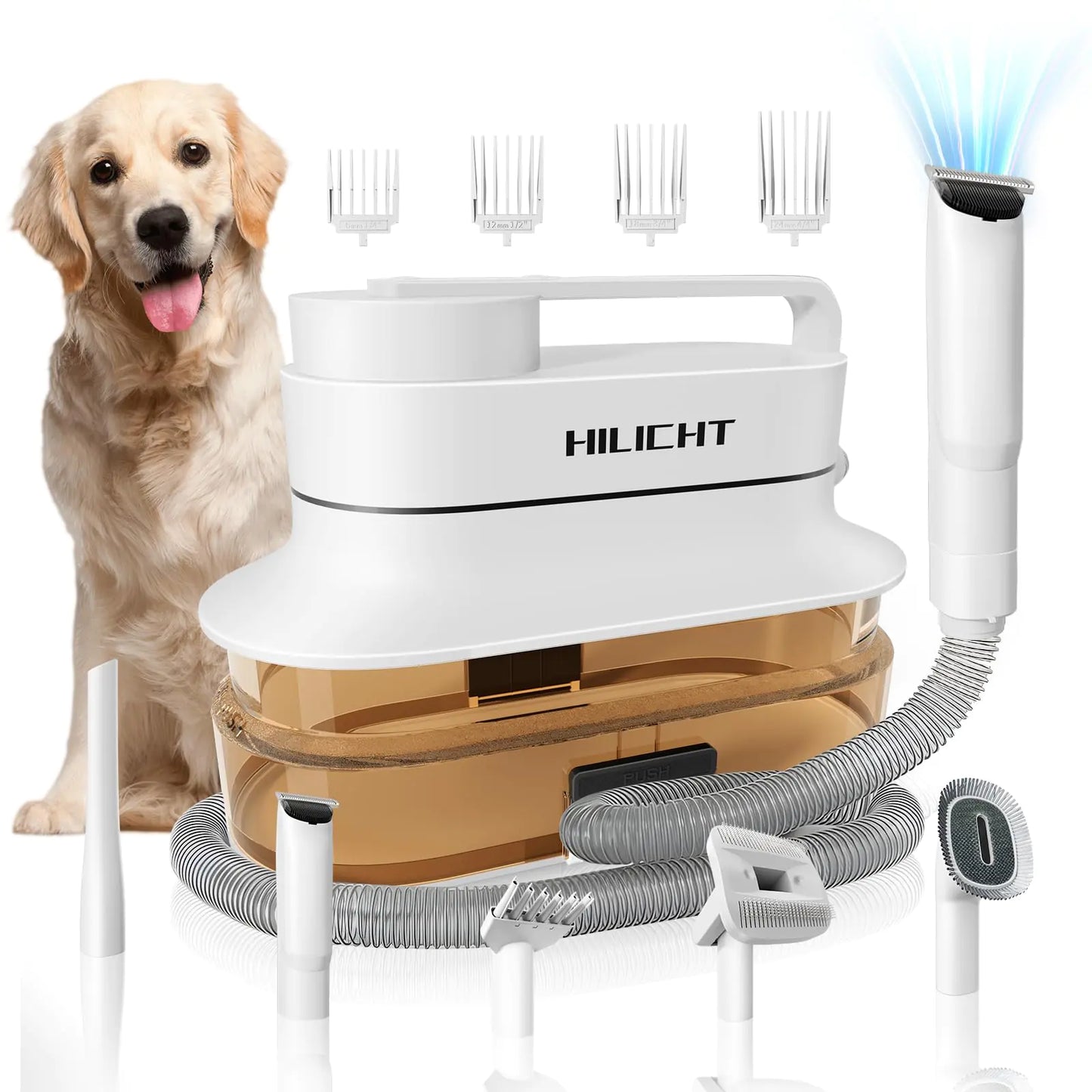 HILICHT Pet Grooming Kit and Vacuum Cleaner with 4L Dust Cup 6 Pet Grooming Tools Silent Pet Vacuum Cleaner for Cats Dogs and Other Animals