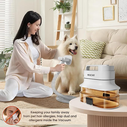 HILICHT Pet Grooming Kit and Vacuum Cleaner with 4L Dust Cup 6 Pet Grooming Tools Silent Pet Vacuum Cleaner for Cats Dogs and Other Animals